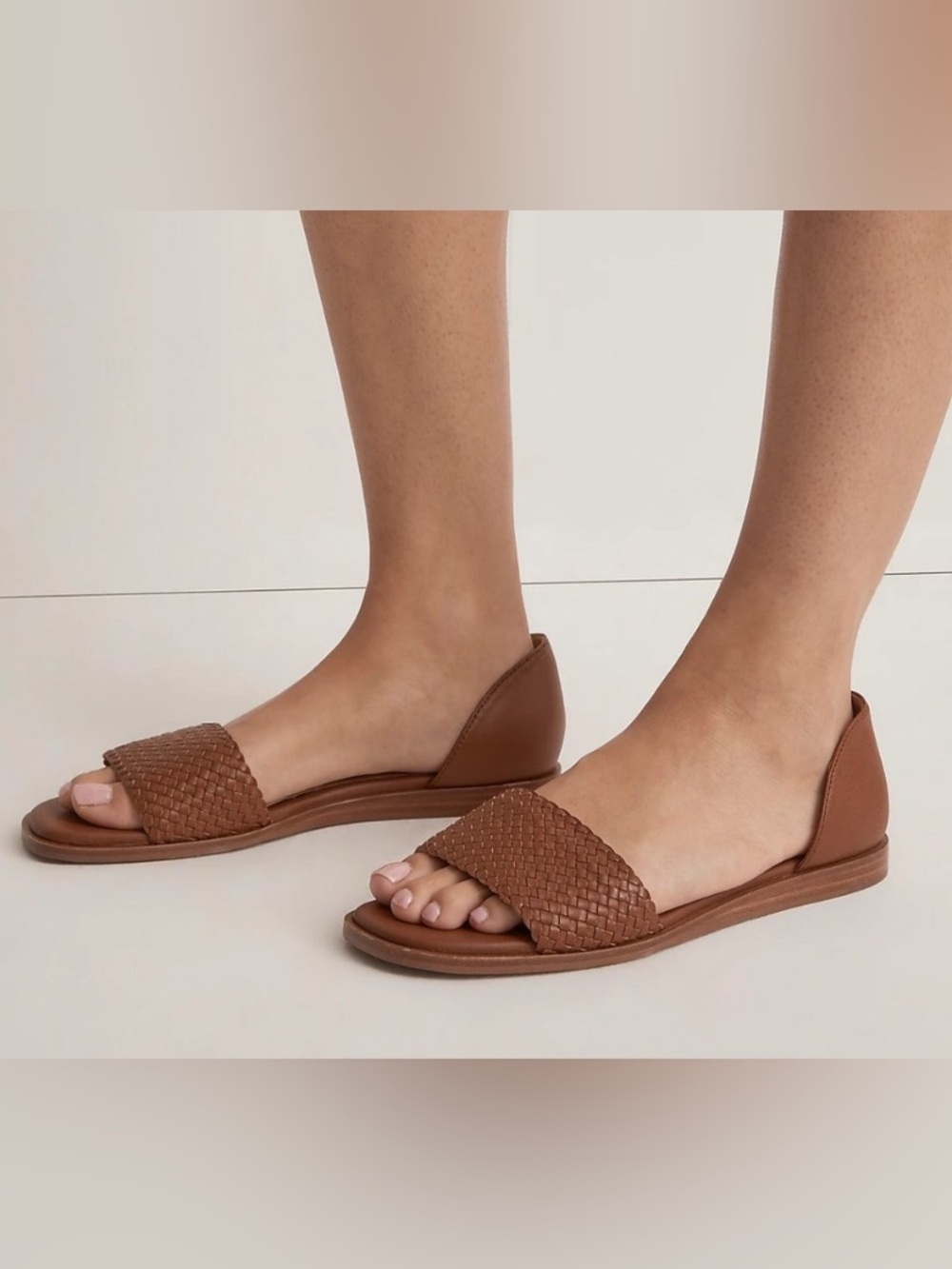 Madewell Woven Tan Open-Toe D'Orsay Flats 8